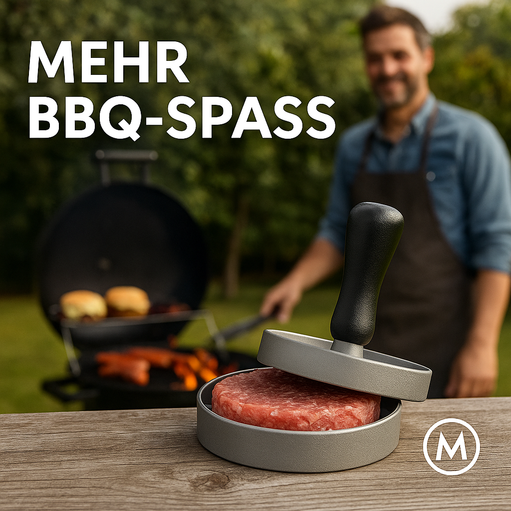 Burgerpresse Aluminium antihaft mit Wachspapier für BBQ Grill DE.
