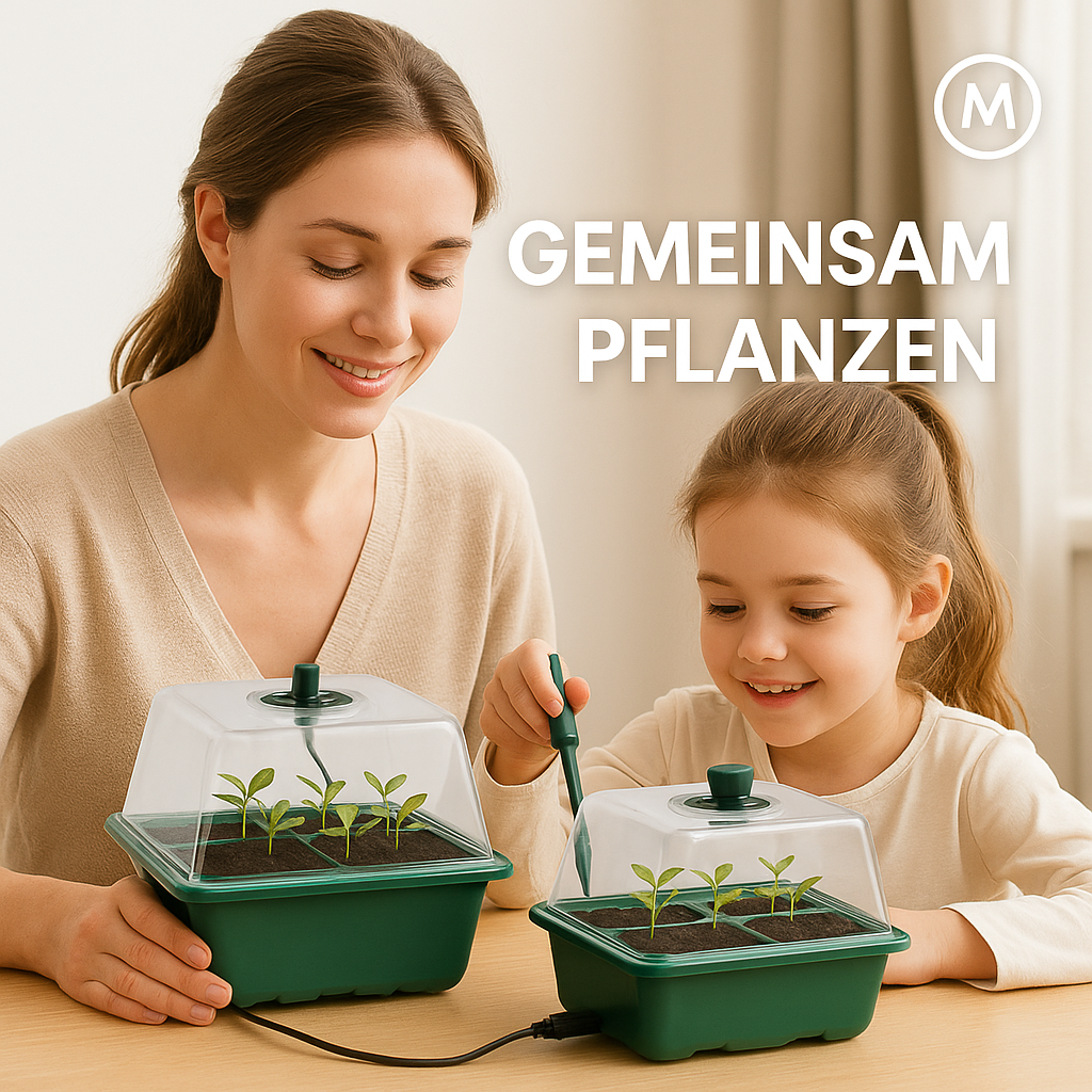 Anzuchtbox mit LED Pflanzenlicht 6 Zellen belüftet keimstark DE.