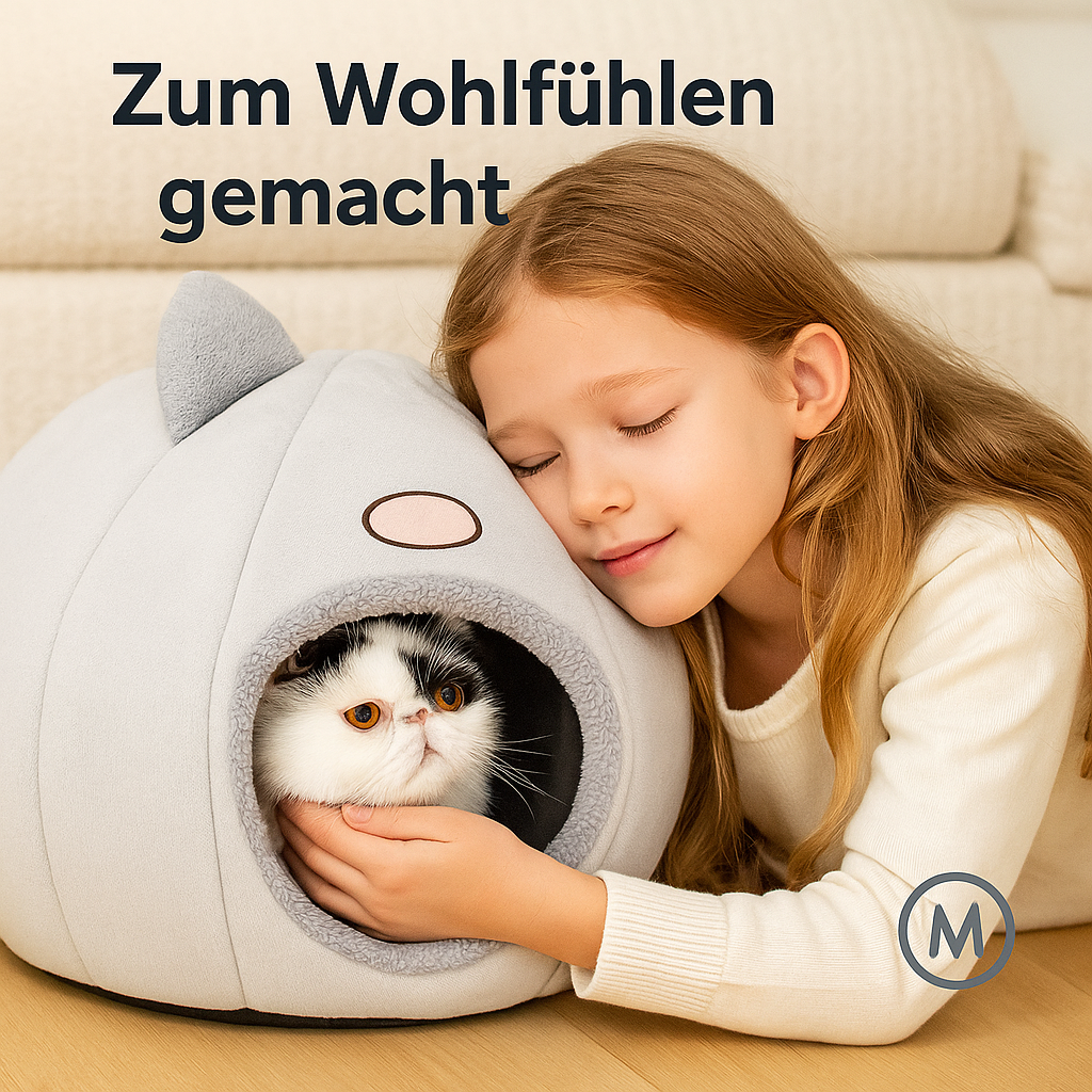 Kuschelhöhle für Katzen und kleine Hunde weich warm Winter DE.