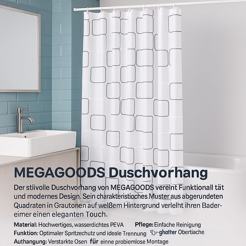 Duschvorhang PEVA wasserdicht mit Muster 180x200 cm Bad Deko DE.