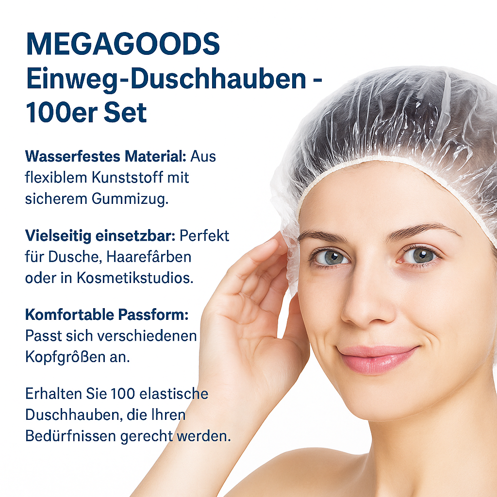 100 Stück Duschhauben Einweg wasserdicht transparent elastisch DE.