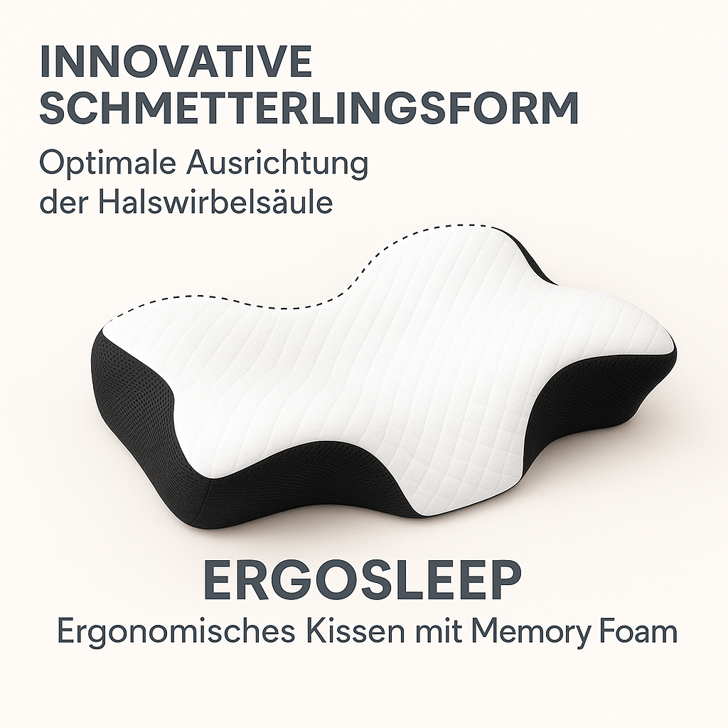 Memory Foam Nackenkissen ergonomisch orthopädisch für erholsamen Schlaf DE.