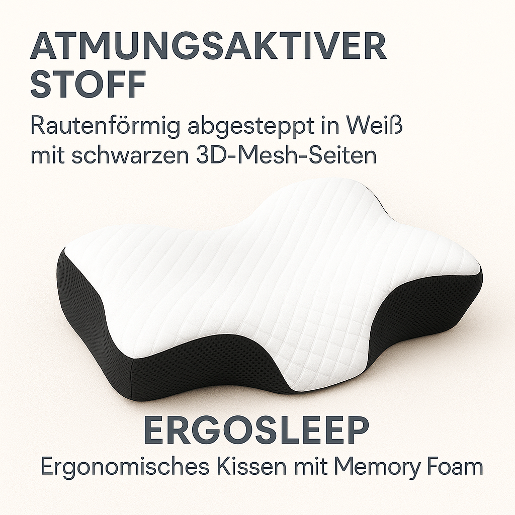 Memory Foam Nackenkissen ergonomisch orthopädisch für erholsamen Schlaf DE.