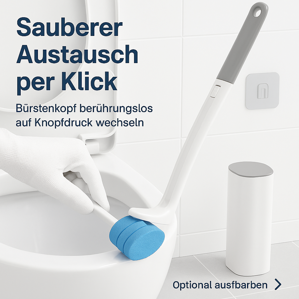 24er WC-Bürsten Set mit Einwegköpfen und langem Griff DE.