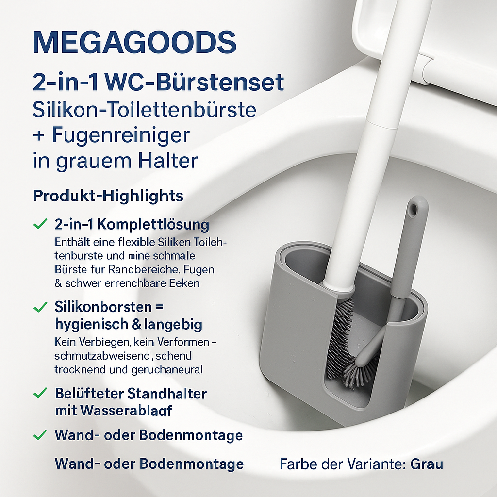 Toilettenbürste Set Wandhalterung Silikon Hygienisch DE.
