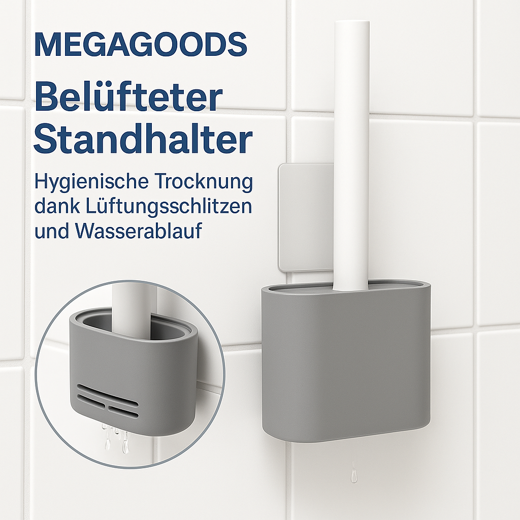 Toilettenbürste Set Wandhalterung Silikon Hygienisch DE.