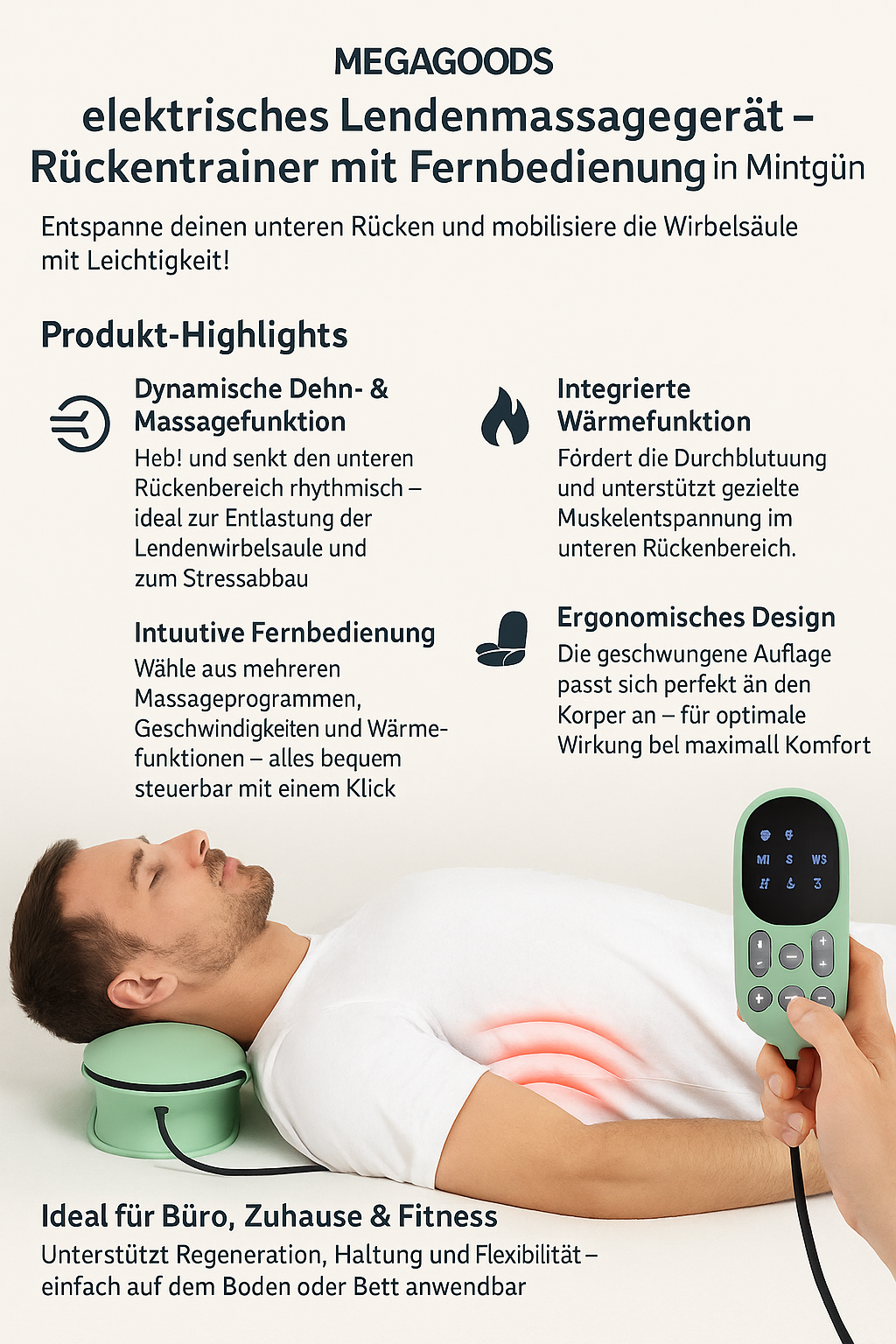 Lenden Massagegerät Lendenwirbel-Massager elektrisch DE.