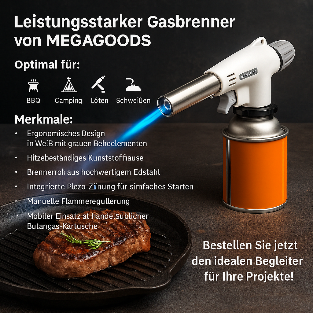 Flambierbrenner Butan Gasbrenner mit Autozündung für BBQ Camping DE.