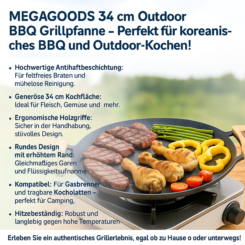 BBQ Grillpfanne 34 cm antihaft für Korean BBQ Camping DE.