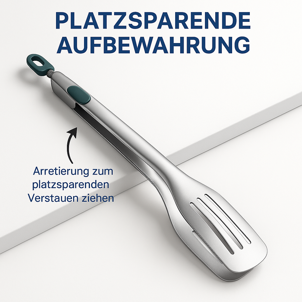 Rutschfeste Edelstahl-Grillzange 1 Stück für BBQ Küche DE.