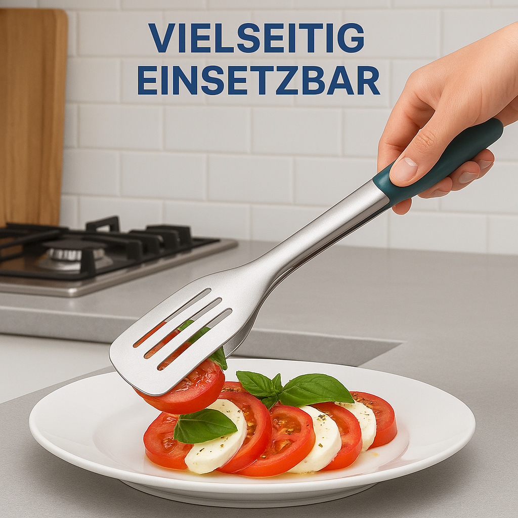 Rutschfeste Edelstahl-Grillzange 1 Stück für BBQ Küche DE.