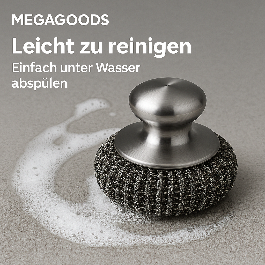 Stahlwolle Topfreiniger mit Griff für Töpfe Pfannen Grill DE.