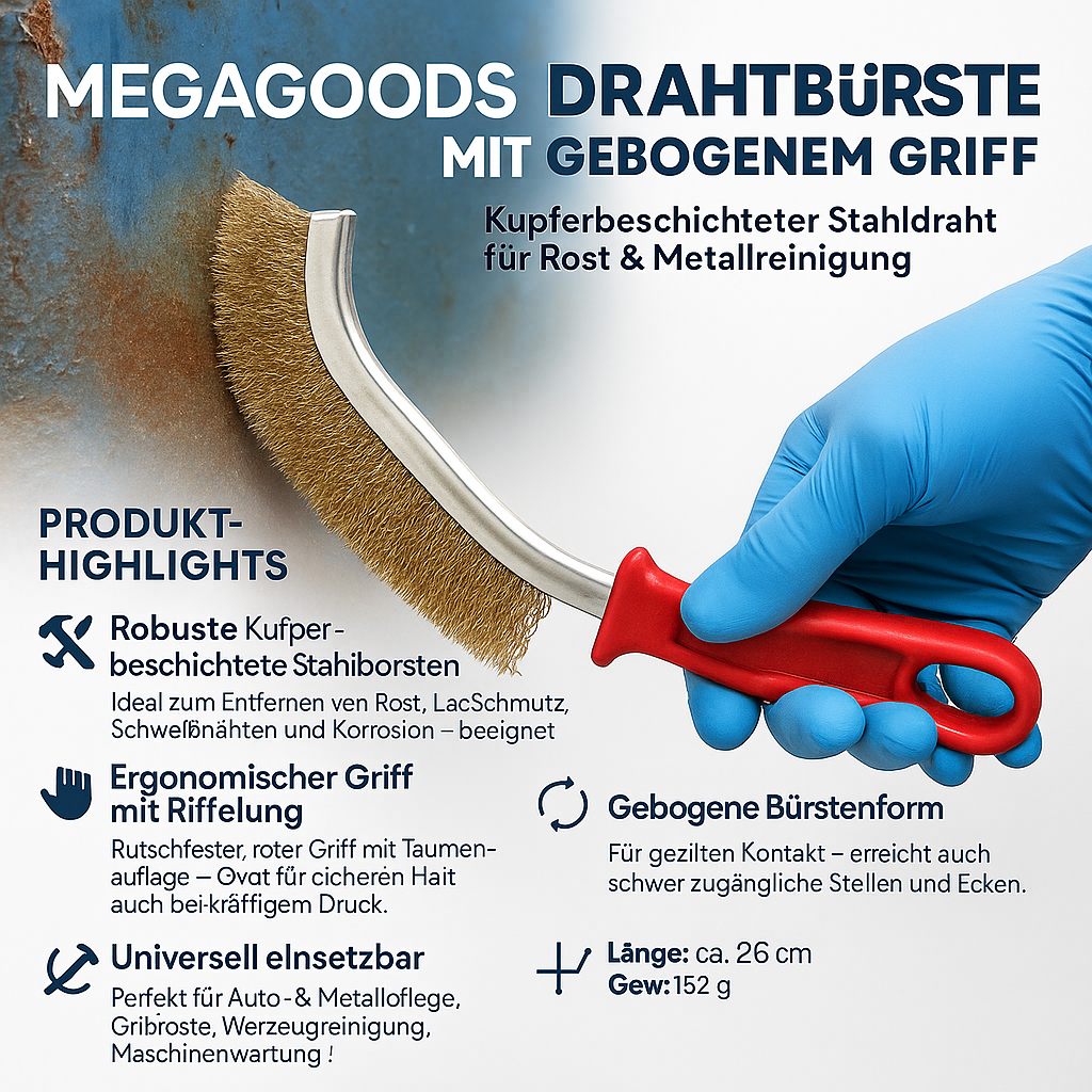 Stahl-Drahtbürste Holzgriff für Rostentfernung Grillreinigung DE.