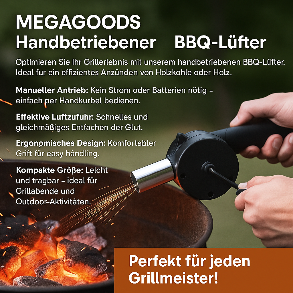 Handbetriebener BBQ-Luftfächer Grillgebläse manuell für Outdoor DE.