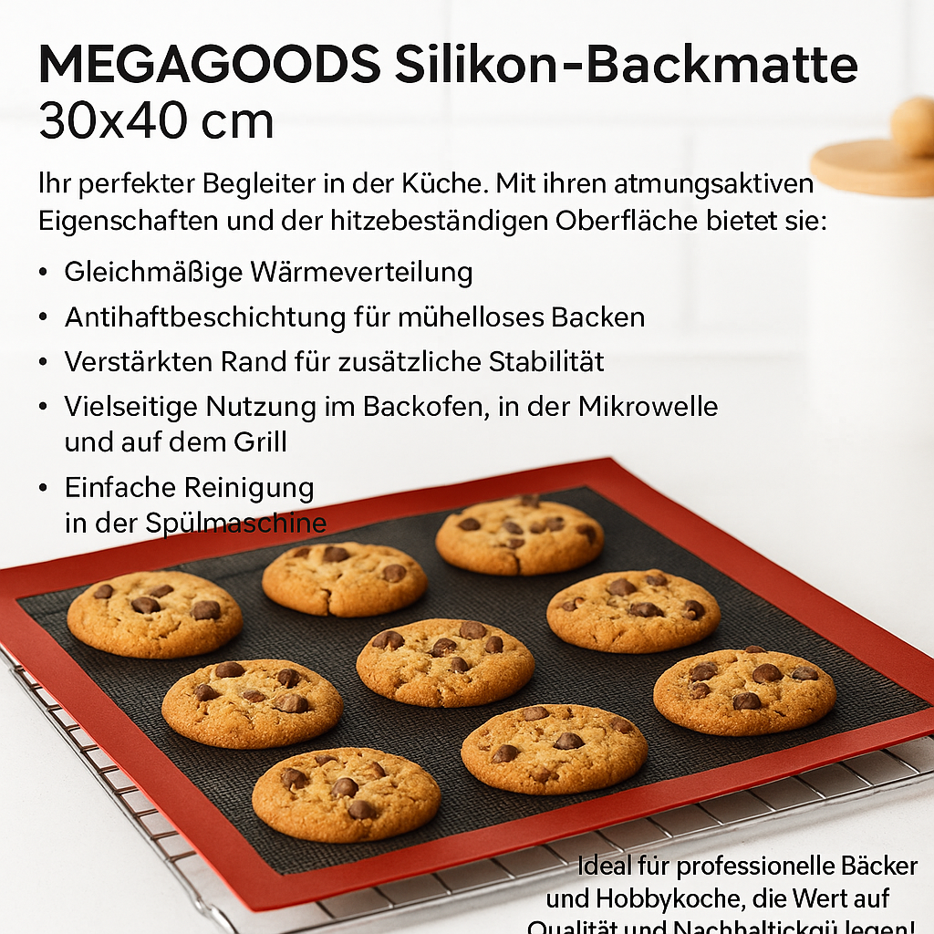 Silikon Backmatte 30x40 cm hitzebeständig für Grill und Ofen DE.