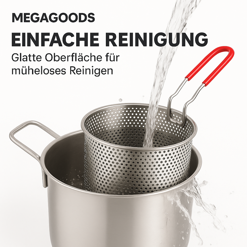 Frittierpfanne Edelstahl 304 mit Sieb für Tempura und Hähnchen DE.