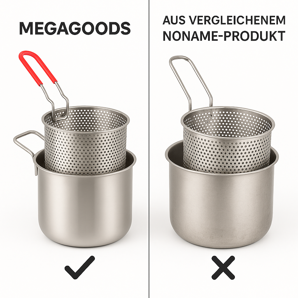 Frittierpfanne Edelstahl 304 mit Sieb für Tempura und Hähnchen DE.
