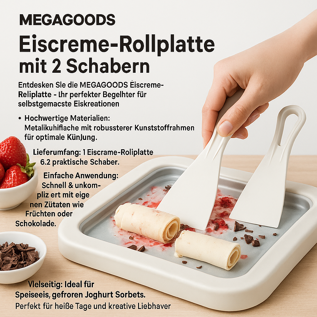 Eismaschine Eis Platte mit 2 Schabern für gerolltes Eis DE.