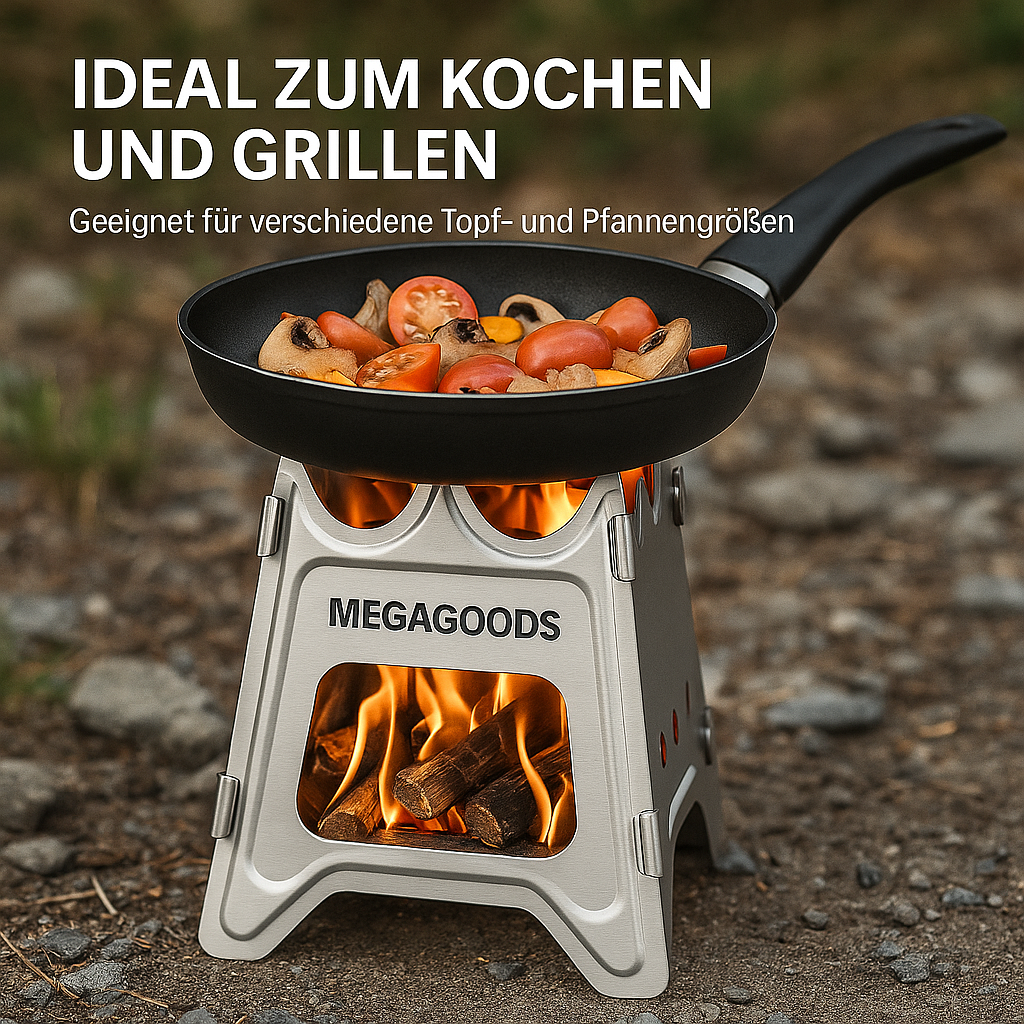 Tragbarer Camping-Ofen Edelstahl faltbar leicht für Outdoor DE.