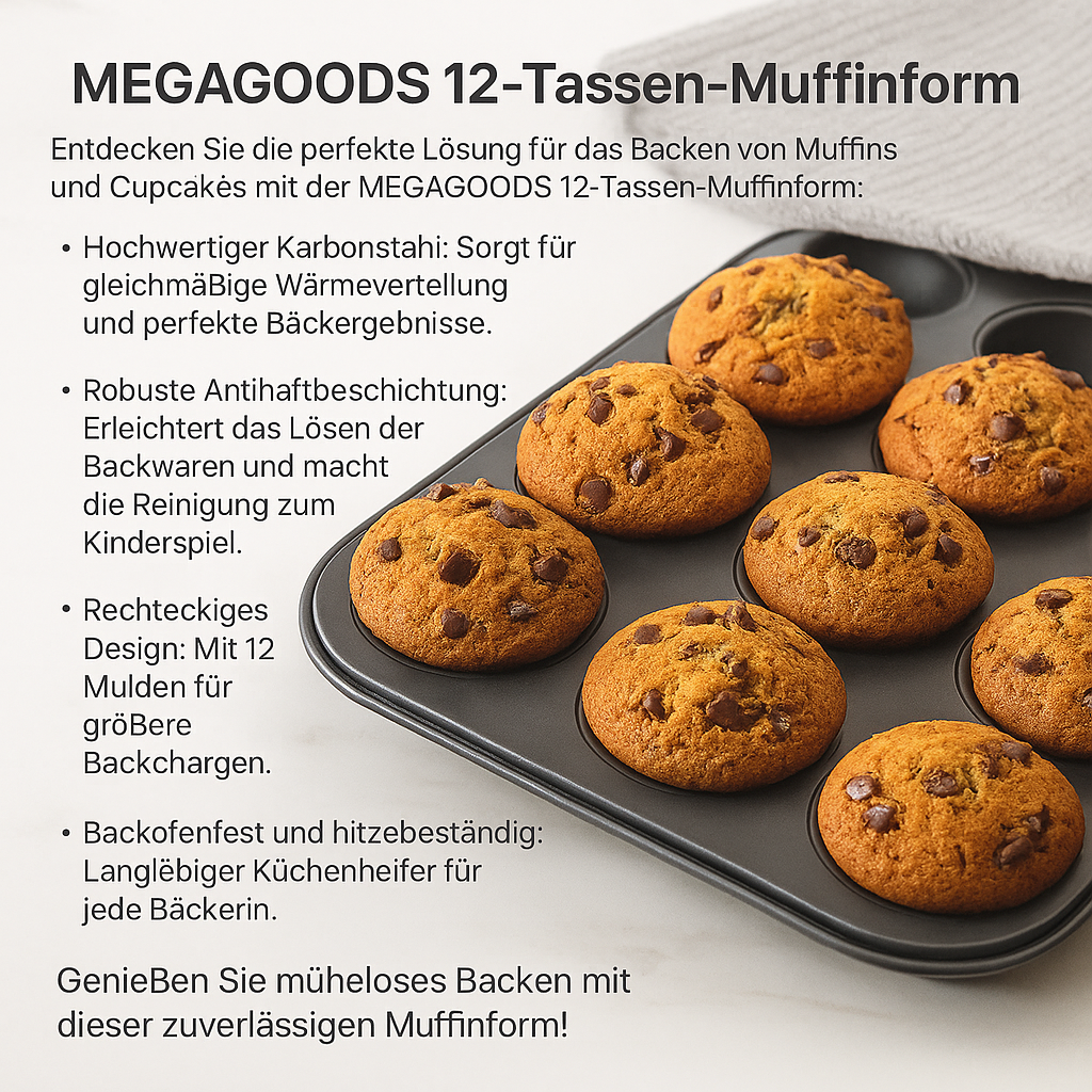 Muffinblech 12er antihaft quadratisch Karbonstahl Backform DE.