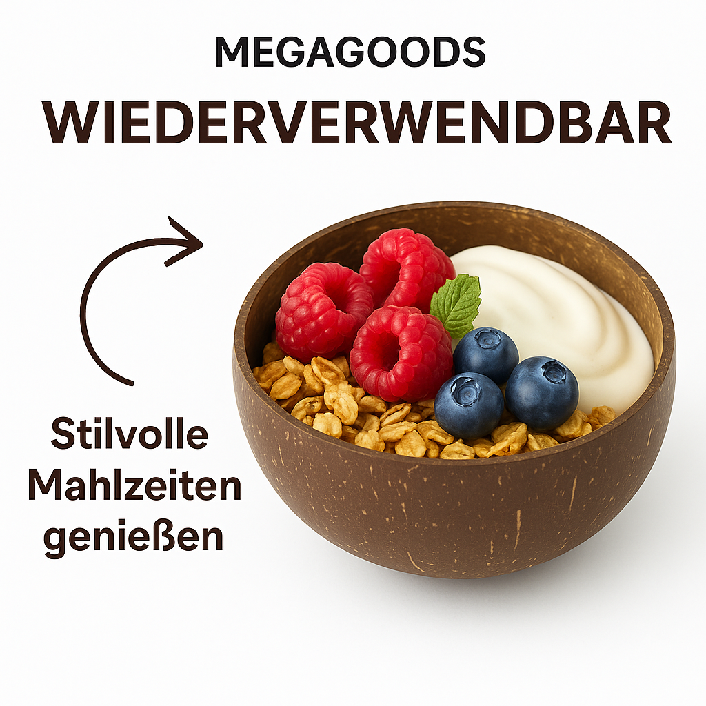Kokosnuss Schale Naturholz für Müsli Salat Snack Party DE.