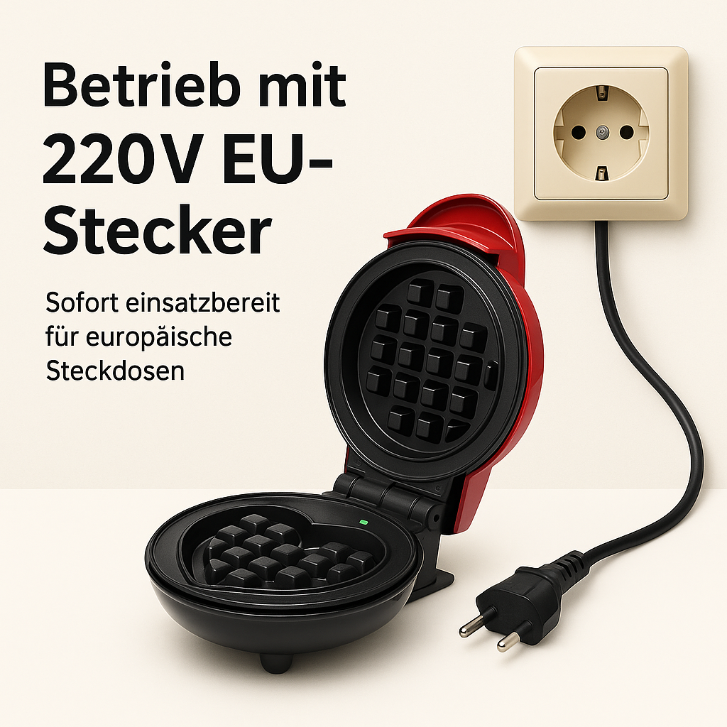 Mini Waffeleisen 220V EU Stecker Herzform Bubble Egg Cake DE.