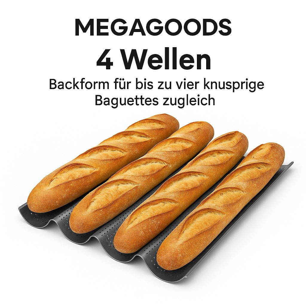 Baguettebackform antihaft 4 Wellen Carbonstahl perforiert DE.