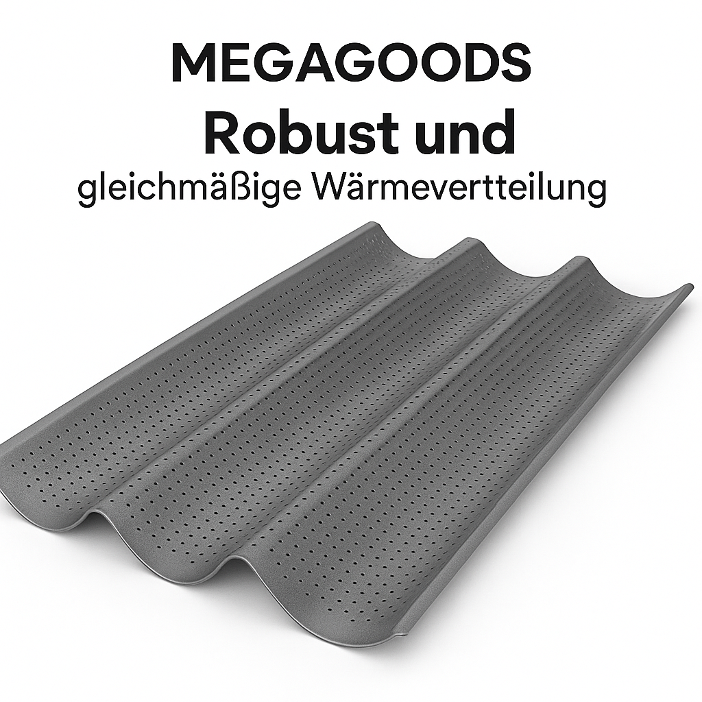 Baguettebackform antihaft 4 Wellen Carbonstahl perforiert DE.
