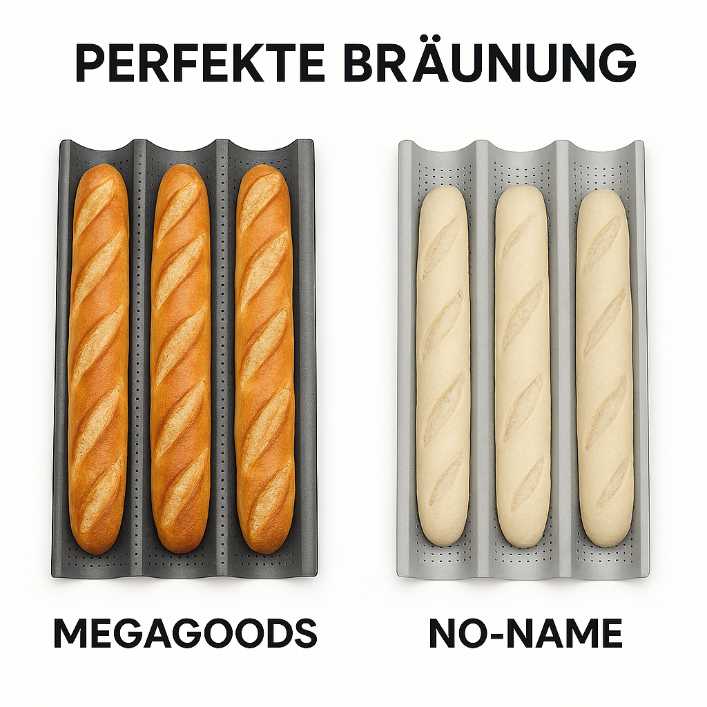 Baguettebackform antihaft 4 Wellen Carbonstahl perforiert DE.