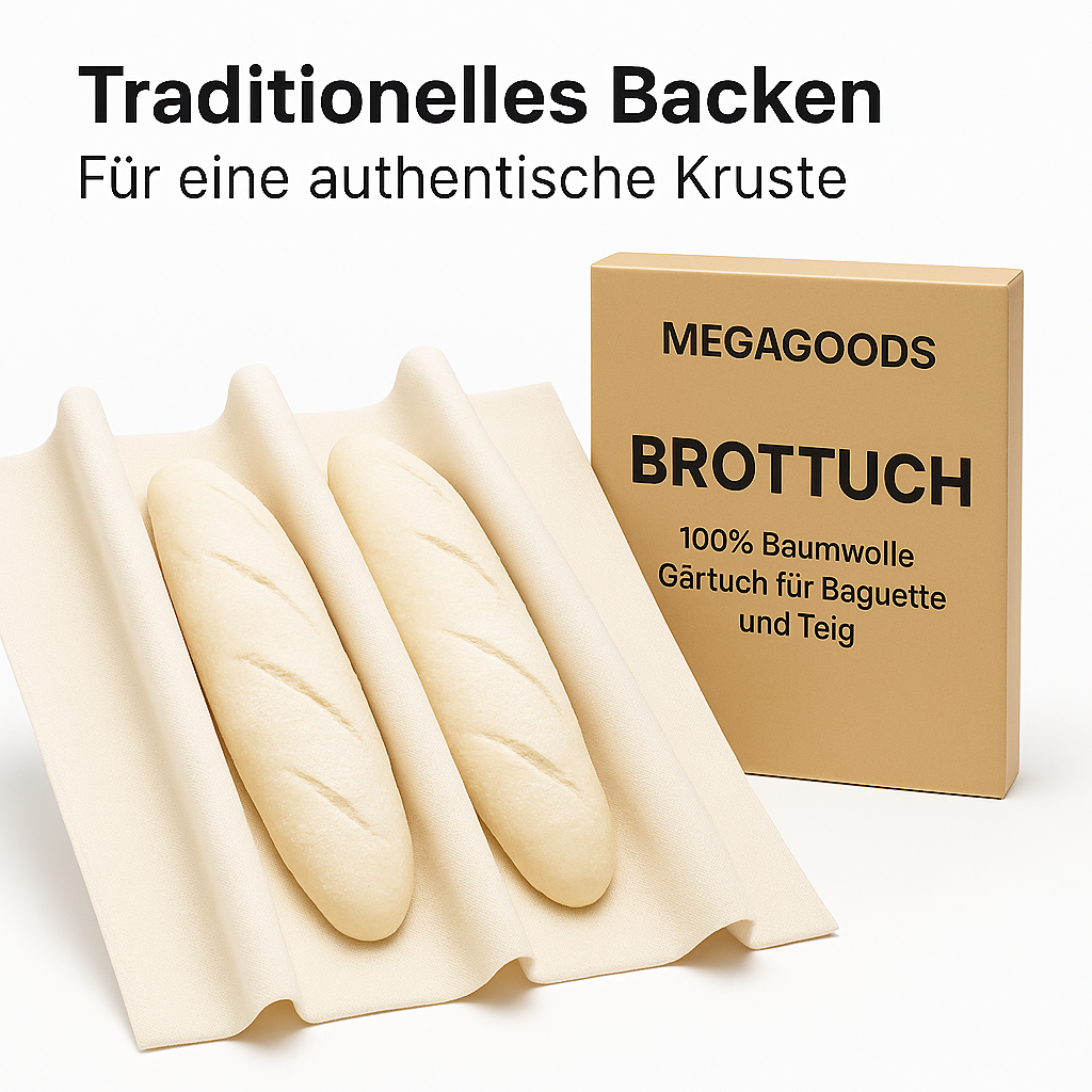 Brotbacktuch 100 % Baumwolle Gärtuch für Baguette und Teig DE.