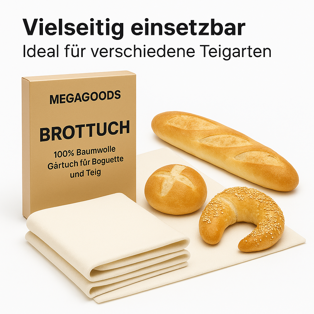 Brotbacktuch 100 % Baumwolle Gärtuch für Baguette und Teig DE.