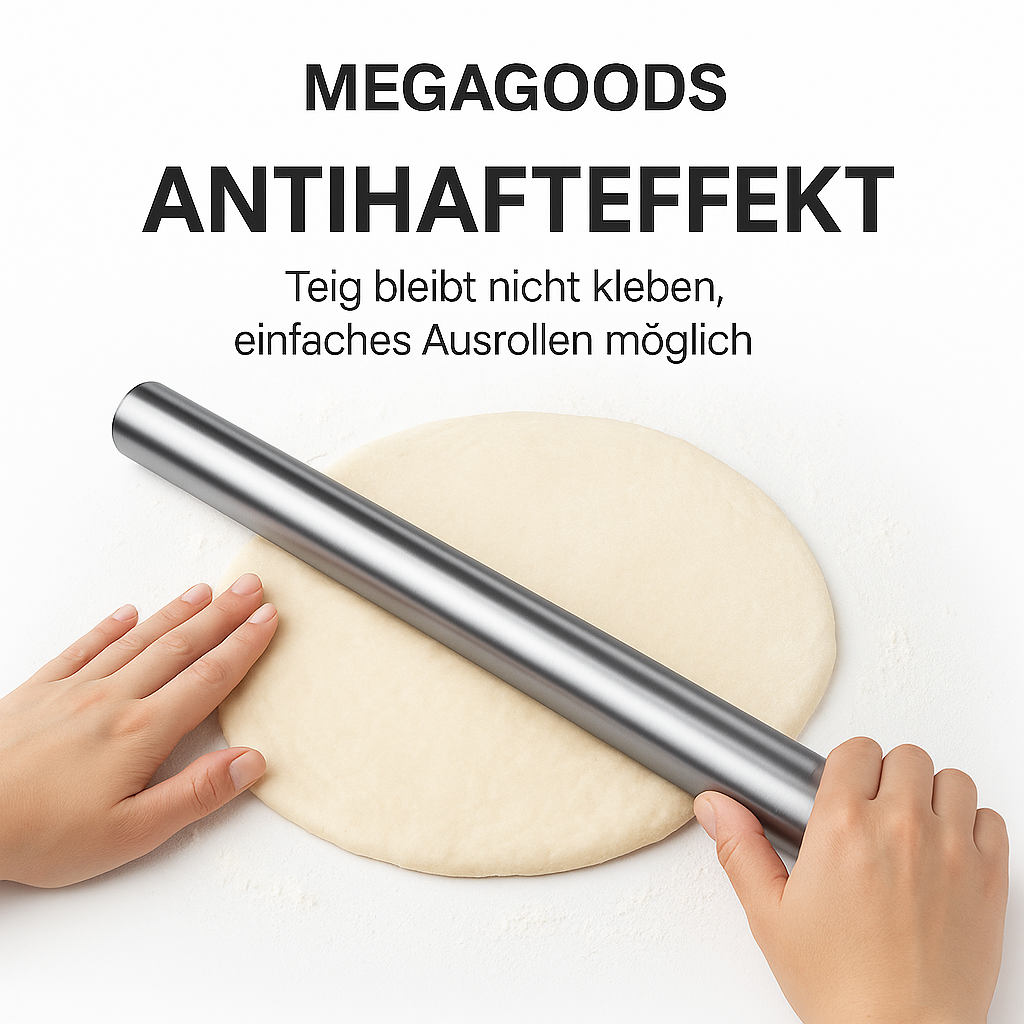 Edelstahl Teigroller Antihaft Backzubehör für Pizza und Gebäck DE.