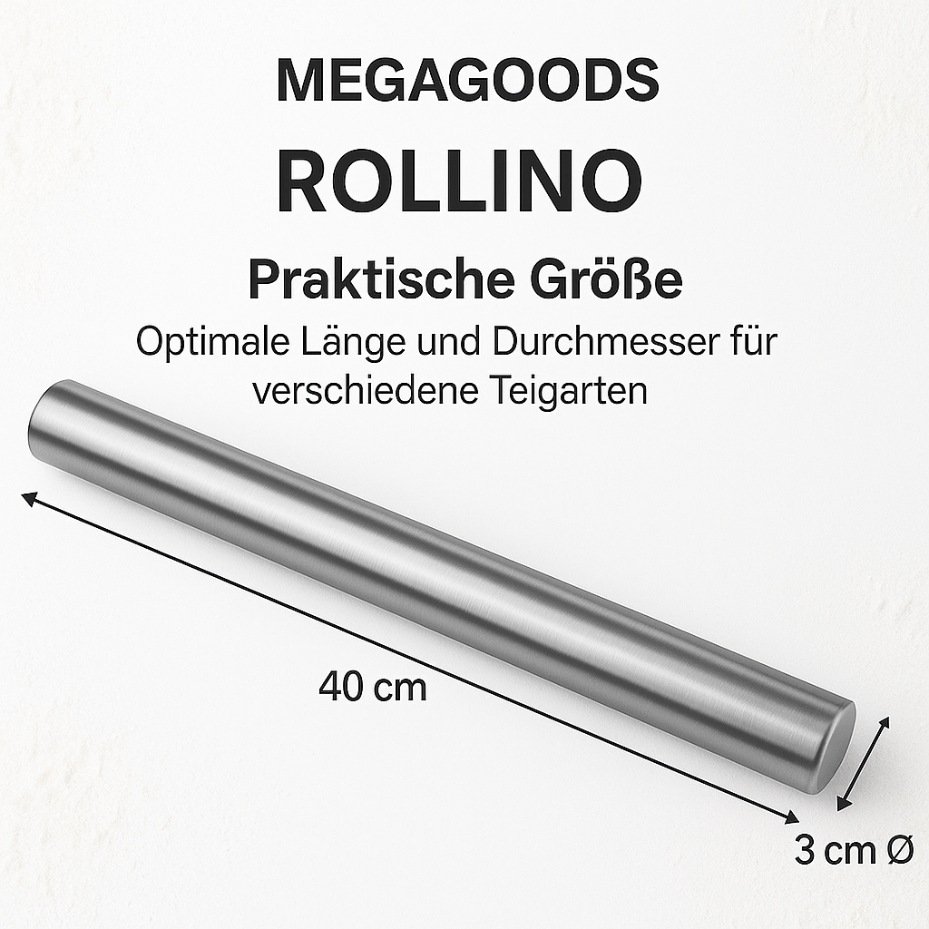 Edelstahl Teigroller Antihaft Backzubehör für Pizza und Gebäck DE.