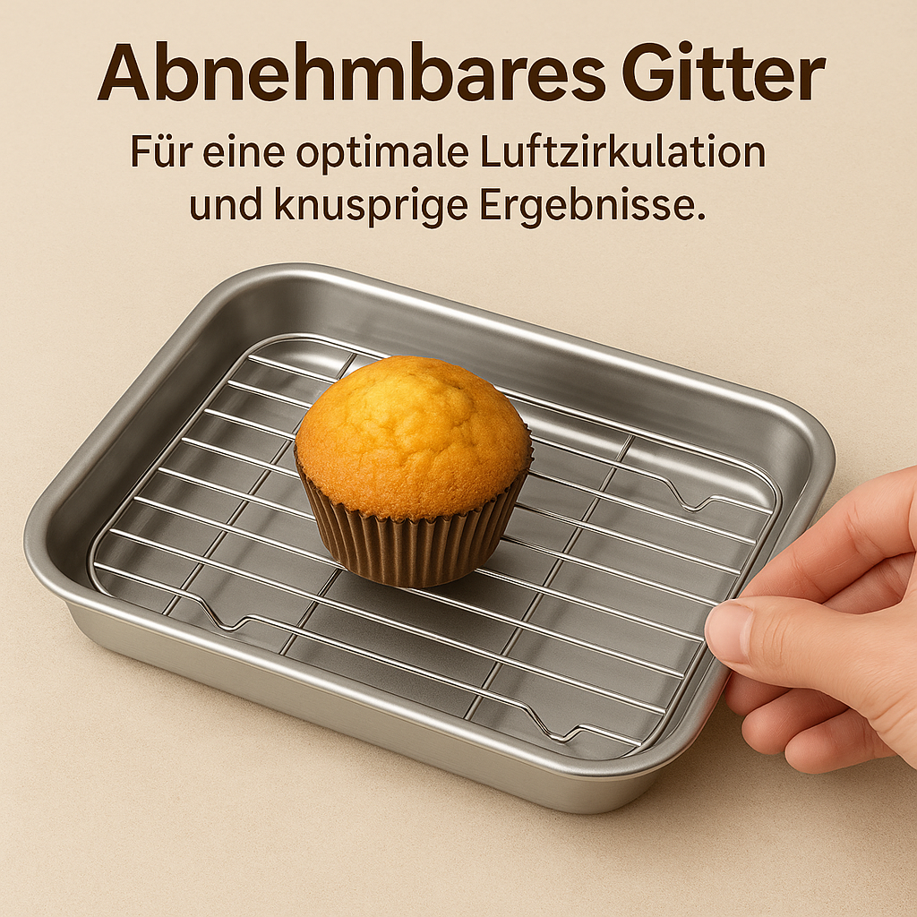 Edelstahl Backblech mit Rost für Kuchen BBQ Ofen Braten DE.