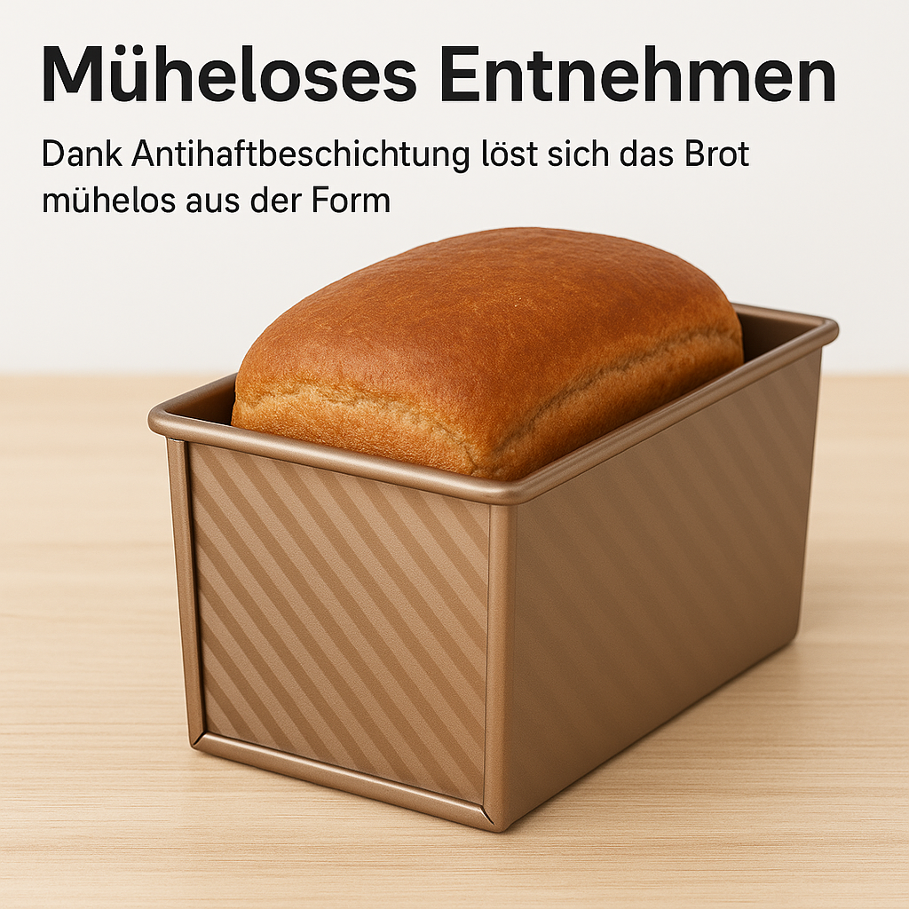 Kastenform mit Deckel antihaft für gleichmäßiges Brotbacken DE.