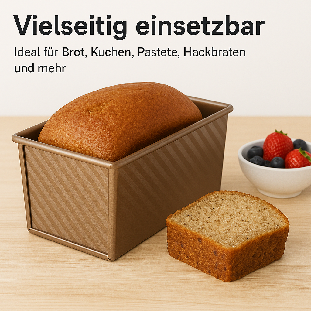Kastenform mit Deckel antihaft für gleichmäßiges Brotbacken DE.