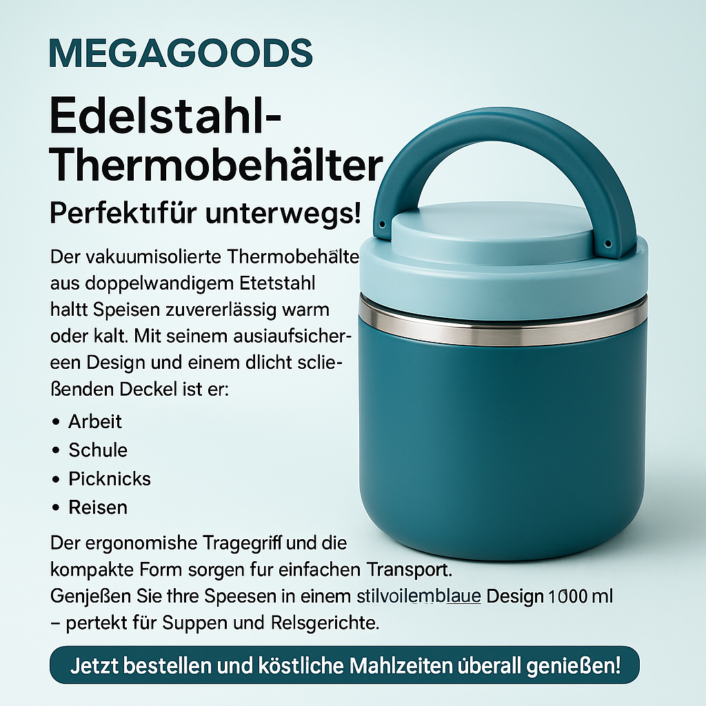 Edelstahl Thermo Lunchbox mit Griff auslaufsicher isoliert DE.