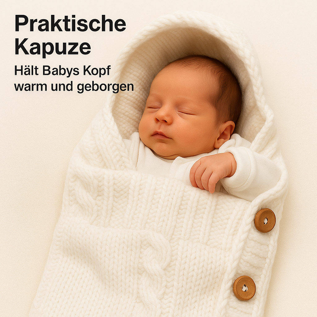Baby Wickeldecke Neugeborene 0-6M weich warm Strickdecke DE.