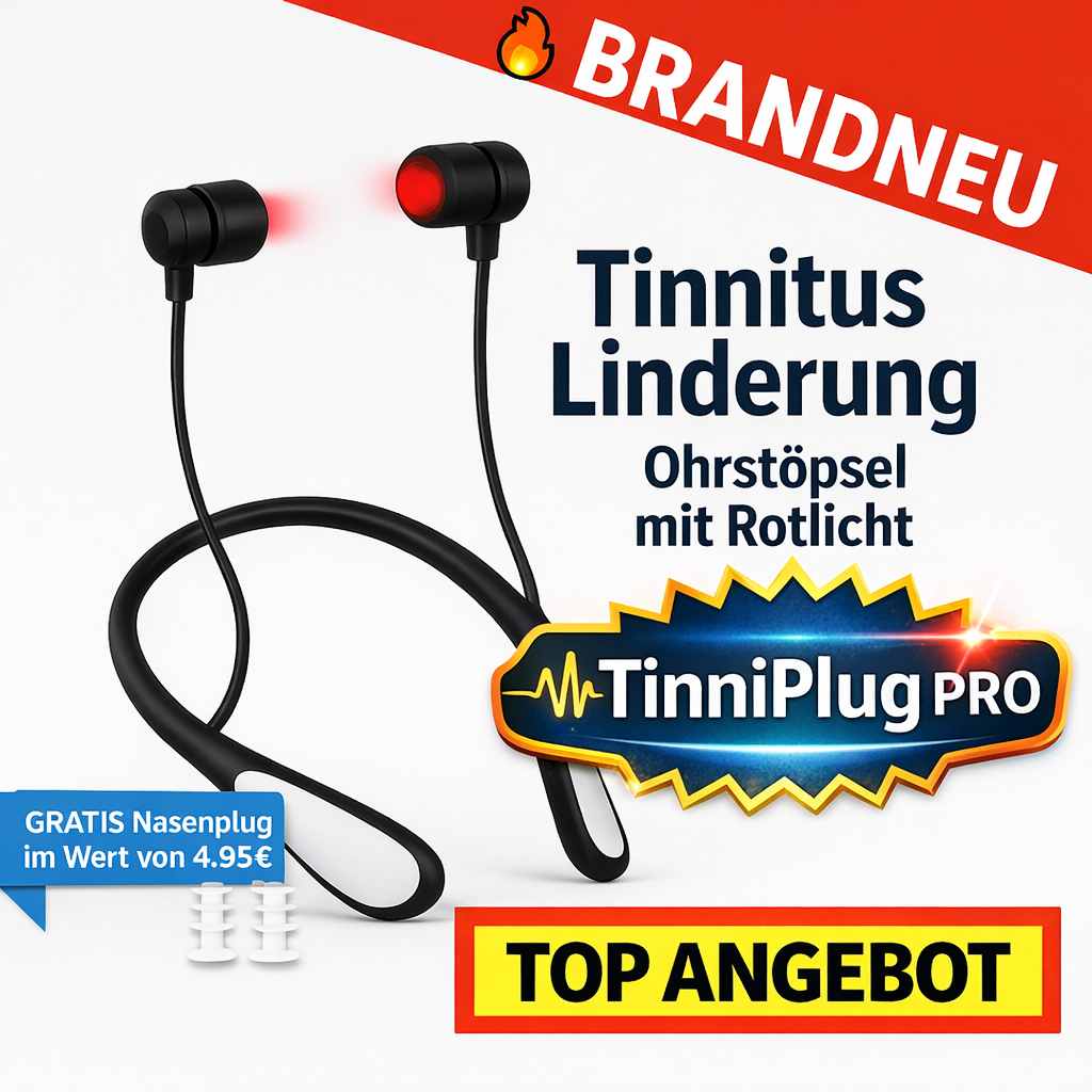 TinniPlug Pro™  Tinnitus Linderung Ohrstöpsel mit Rotlicht - Kabellos & Aufladbar