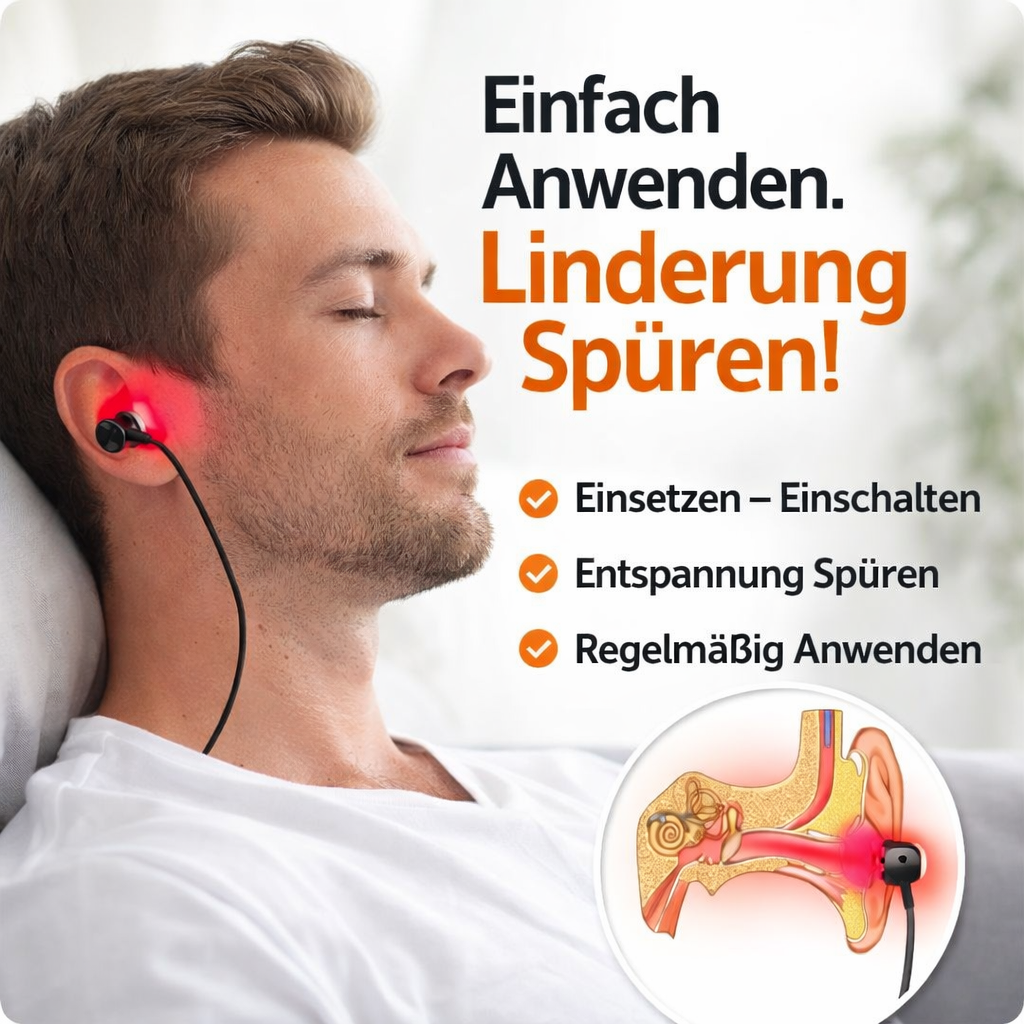 TinniPlug Pro™  Tinnitus Linderung Ohrstöpsel mit Rotlicht - Kabellos & Aufladbar