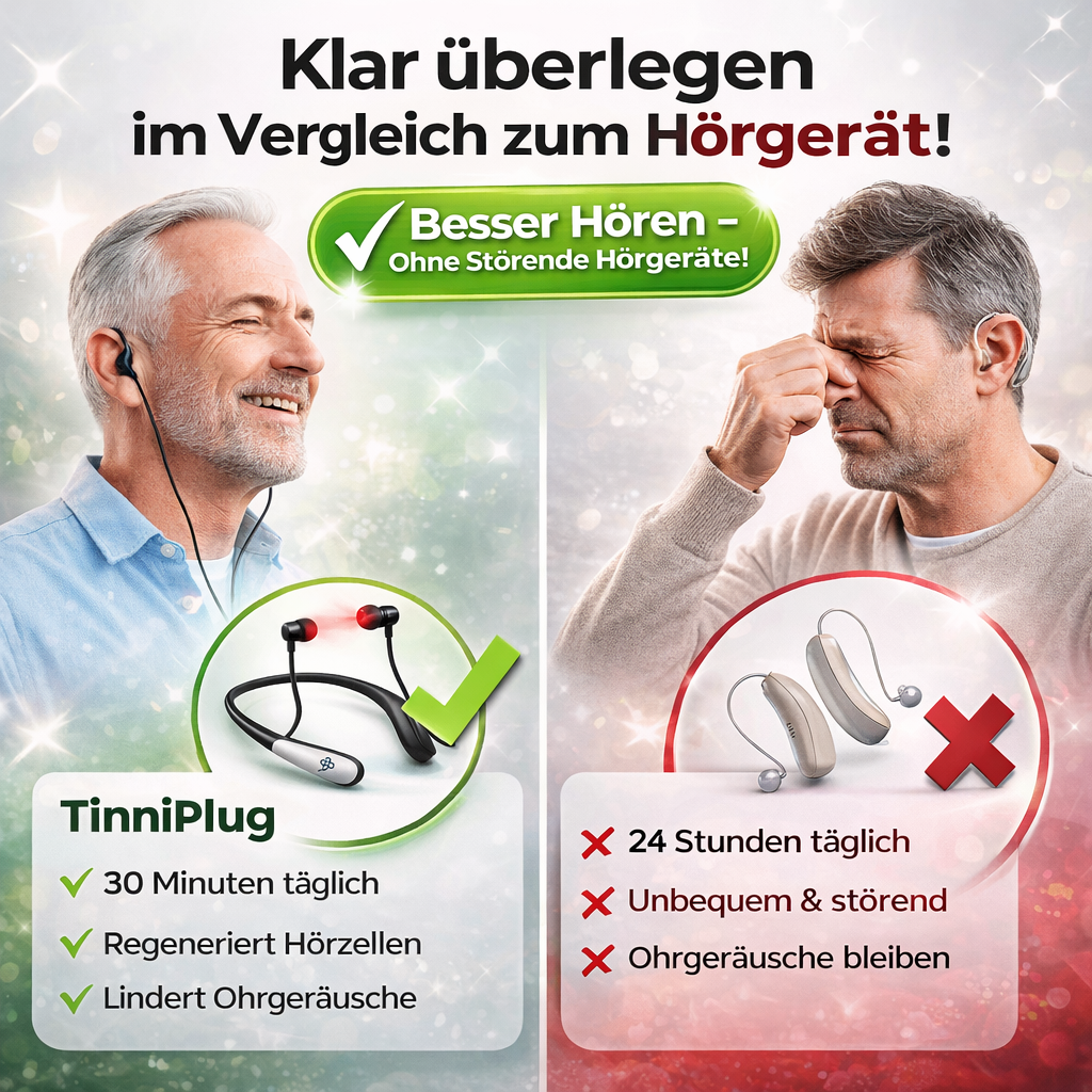 TinniPlug Pro™  Tinnitus Linderung Ohrstöpsel mit Rotlicht - Kabellos & Aufladbar