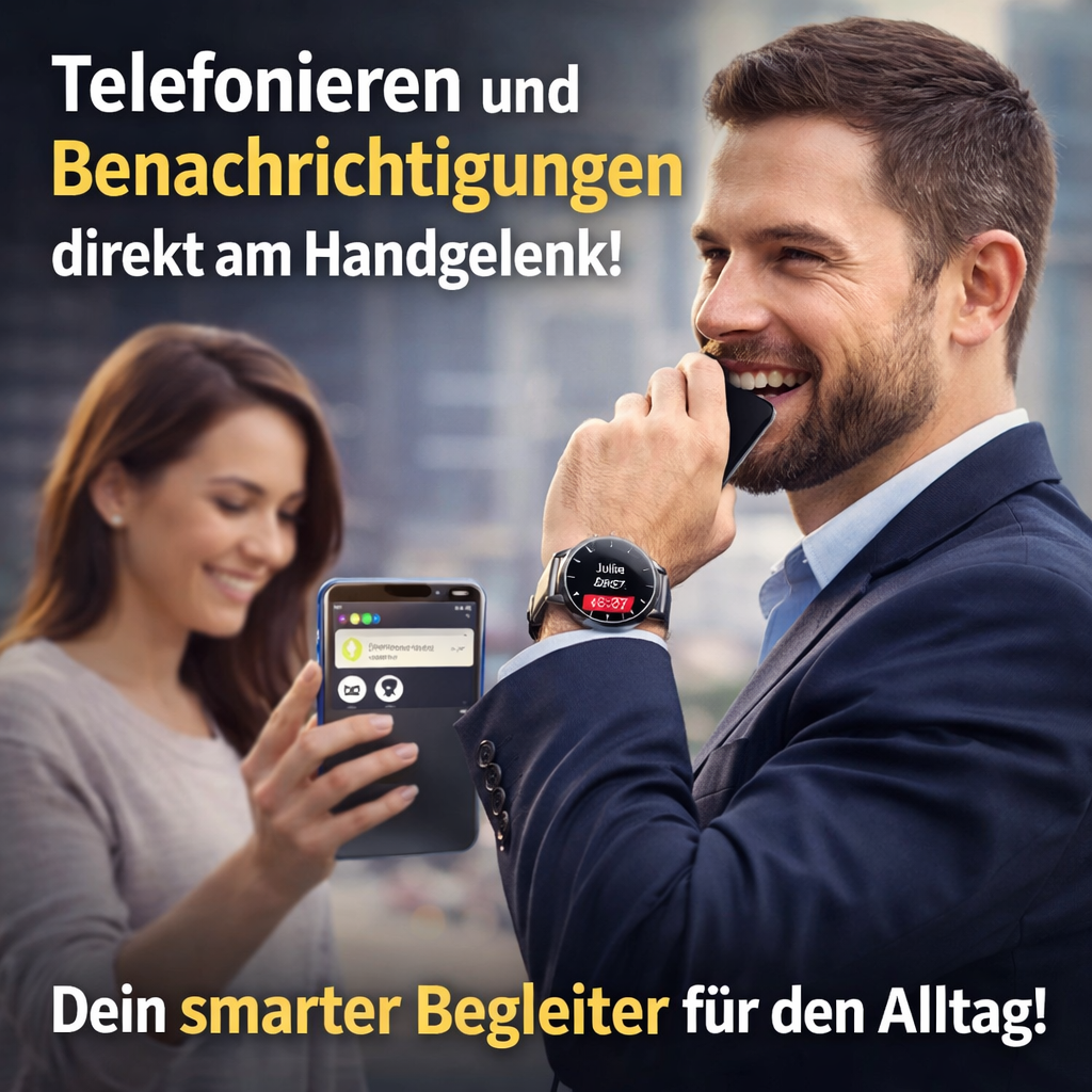 ZEUS™ Smartwatch – Robuste Edelstahl‑Fitnessuhr, 10+ Tage Akku, IP68 mit Black Steel Armband