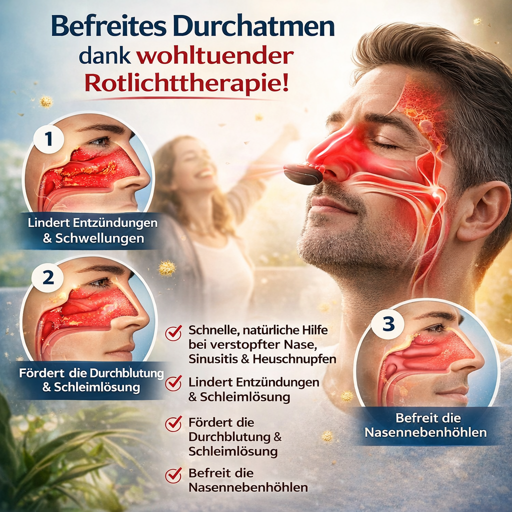 OrthoNasal™ Light - Rotlicht Therapiegerät bei Rhinitis, Sinusitis & angeschwollenen Nebenhöhlen