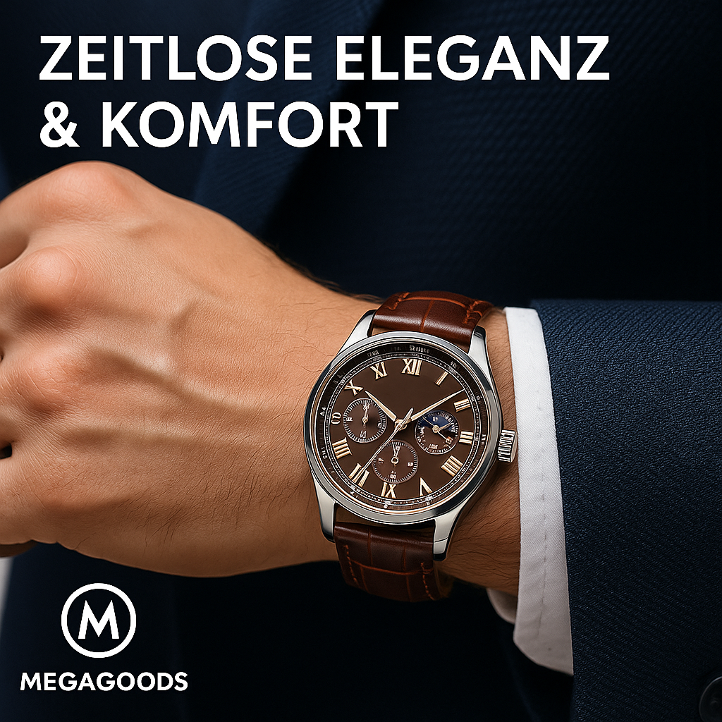 Herren Luxus Uhr Quarz wasserdicht leuchtend Business DE.