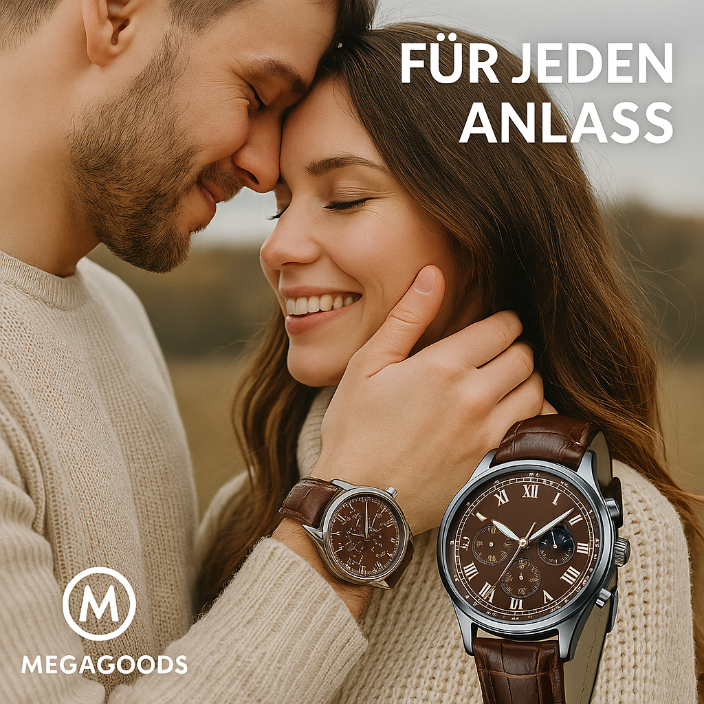 Herren Luxus Uhr Quarz wasserdicht leuchtend Business DE.