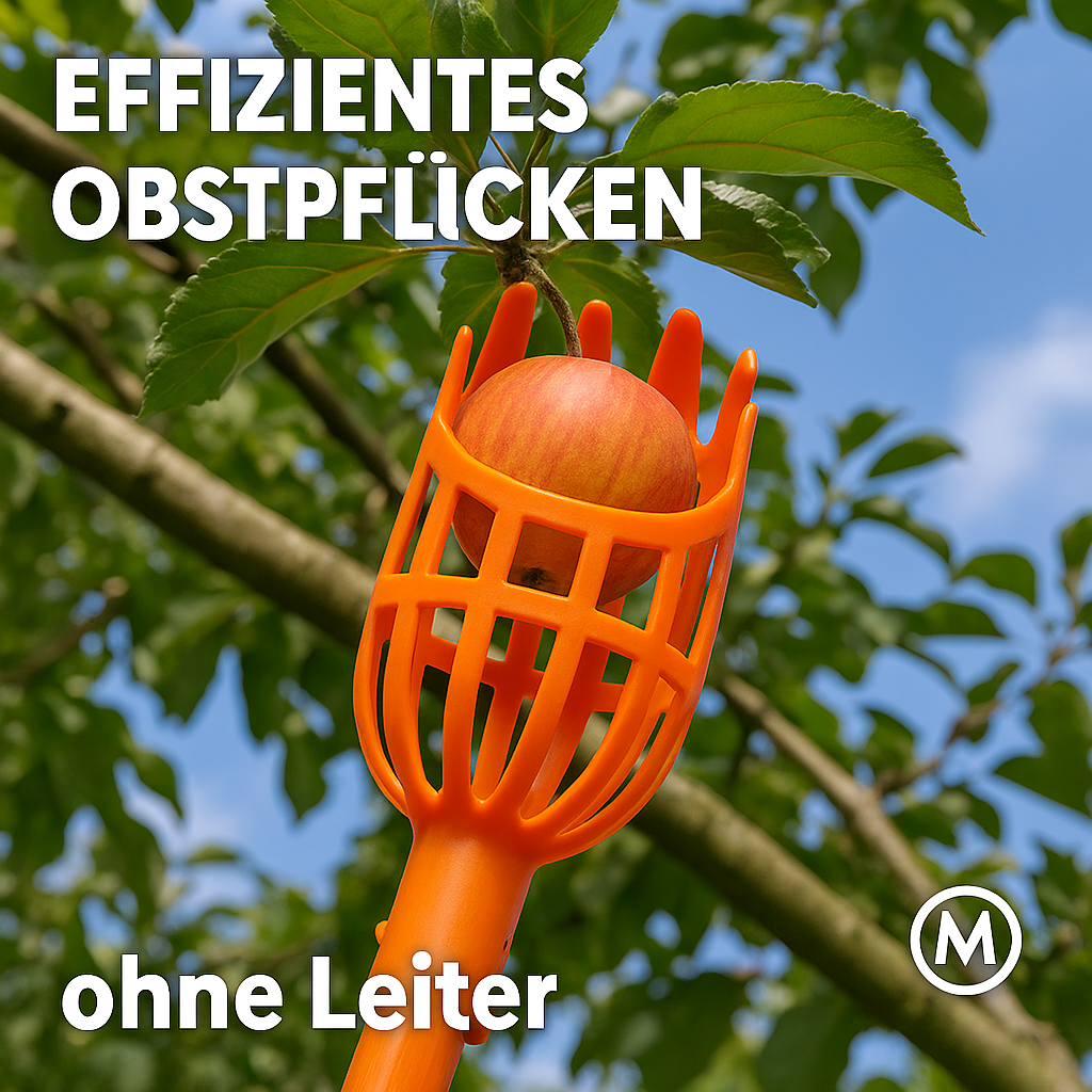 Obstpflücker Kunststoff Erntehilfe für hohe Bäume Loquat Pflaume DE.