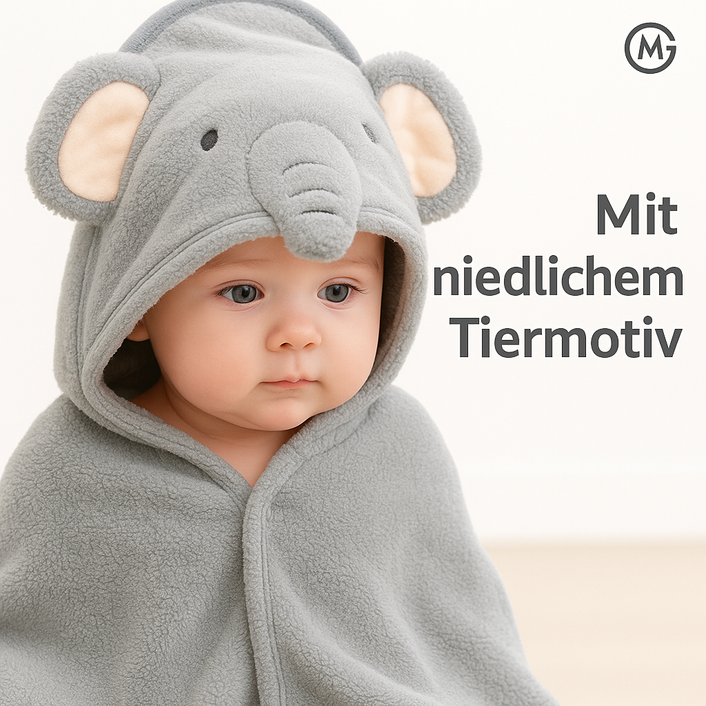 Baby Kapuzenhandtuch weich mit Tiermotiv für Neugeborene DE.