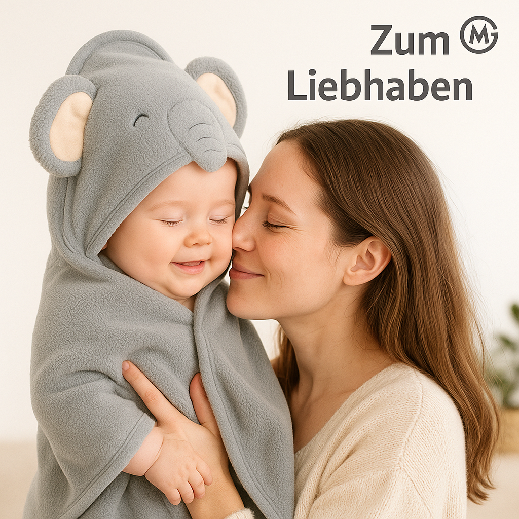 Baby Kapuzenhandtuch weich mit Tiermotiv für Neugeborene DE.