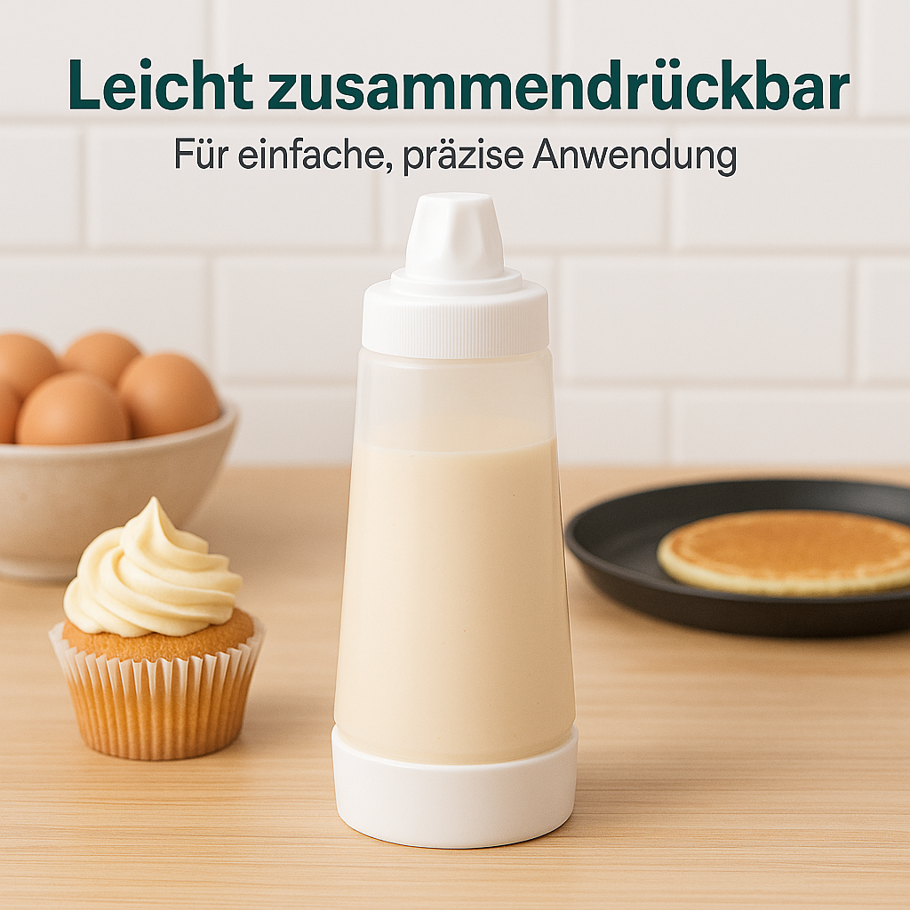 Pfannkuchenteig Flasche mit Mixerball für Backen Muffins Crepes DE.