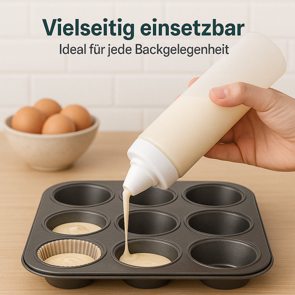 Pfannkuchenteig Flasche mit Mixerball für Backen Muffins Crepes DE.